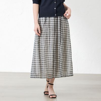 ＜AMACA (Women)＞ギンガムプリーツシアースカート