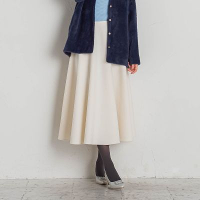【大きいサイズ】メルトンロングサーキュラースカート≪手洗い可能≫