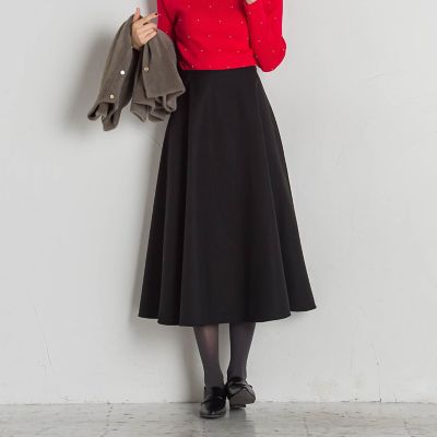 【大きいサイズ】メルトンロングサーキュラースカート≪手洗い可能≫