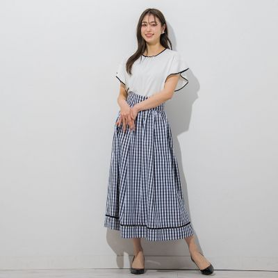 【大きいサイズ】【ＷＥＢ別注】ラッフルスリーブ配色プルオーバー≪手洗い可能／接触冷感≫
