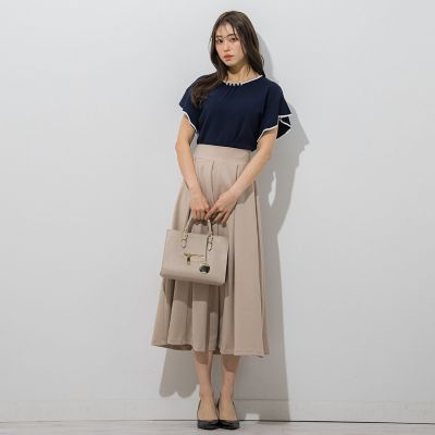 【大きいサイズ】【ＷＥＢ別注】ラッフルスリーブ配色プルオーバー≪手洗い可能／接触冷感≫