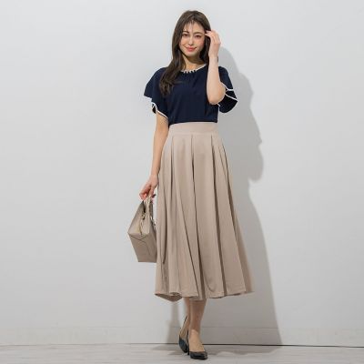【大きいサイズ】【ＷＥＢ別注】ラッフルスリーブ配色プルオーバー≪手洗い可能／接触冷感≫