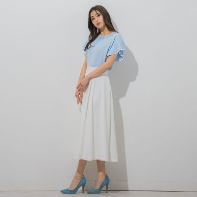 【大きいサイズ】【ＷＥＢ別注】ラッフルスリーブ配色プルオーバー≪手洗い可能／接触冷感≫