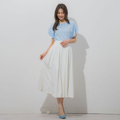 【大きいサイズ】【ＷＥＢ別注】ラッフルスリーブ配色プルオーバー≪手洗い可能／接触冷感≫