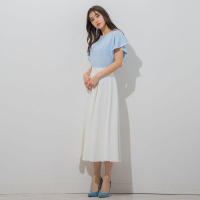 【大きいサイズ】【ＷＥＢ別注】ラッフルスリーブ配色プルオーバー≪手洗い可能／接触冷感≫