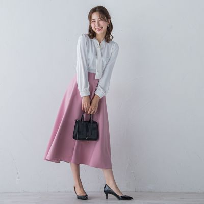 【大きいサイズ】パール付きボウタイブラウス≪洗濯機で洗える≫
