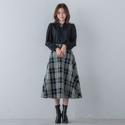 【大きいサイズ】パール付きボウタイブラウス≪洗濯機で洗える≫