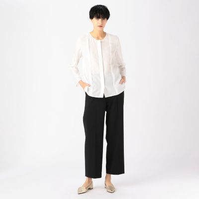 パウダリーシルク　フロントタックシャツ