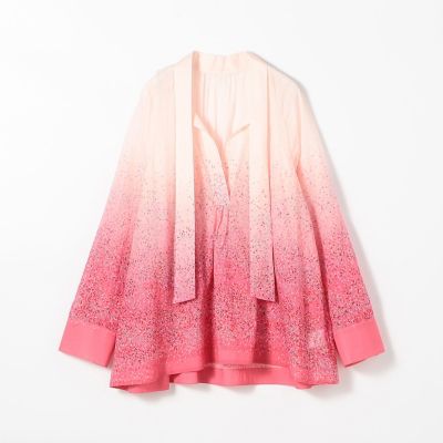 グラデーションチッププリント　ボウタイブラウス