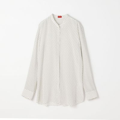 リングドットプリント　バンドカラーシャツ