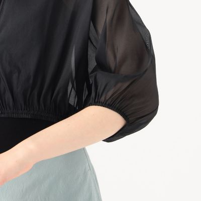 エアリーオーガンザ　クロップドギャザーブラウス