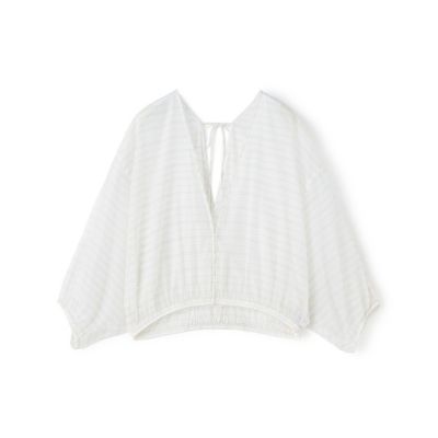エアリーオーガンザ　クロップドギャザーブラウス