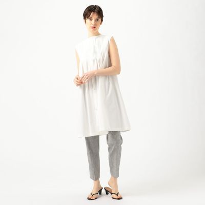 スビンコットンブロード　ノースリーブチュニックシャツ