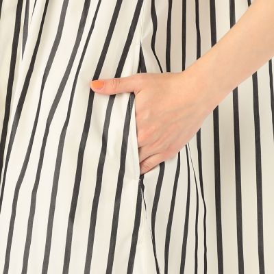 ギザコットンブロードストライプ　ノースリーブチュニックシャツ