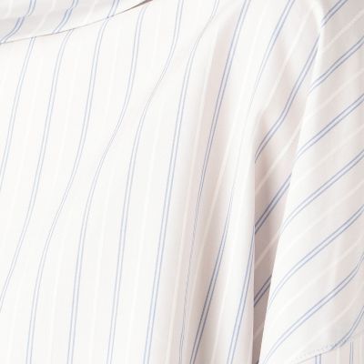 ベーシックコットンストライプ　ハイネックブラウス