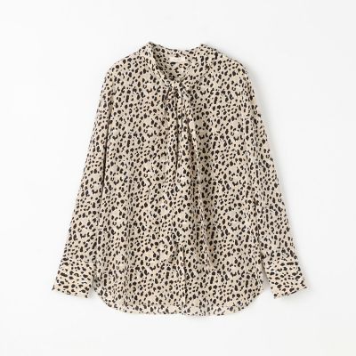 クレープデシンプリント　ボウタイブラウス