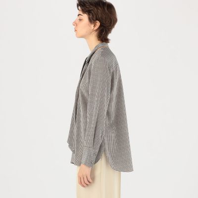 クレープデシンプリント　ボウタイブラウス