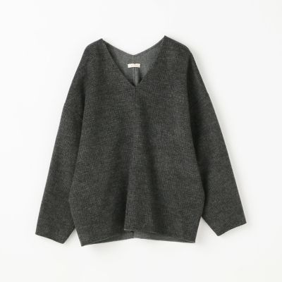 ライトダブルフェイスシャギー　Ｖネックブラウス