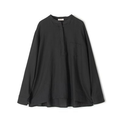 リネンラミーシルク　ノーカラーシャツ