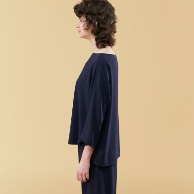 ジャージーライクジョーゼット ボートネックブラウス | maison