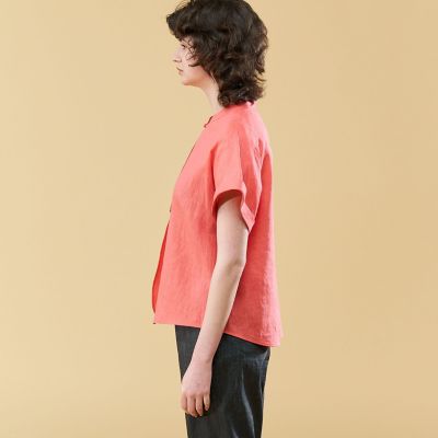 リネンラミーシルク　フレンチスリーブブラウス