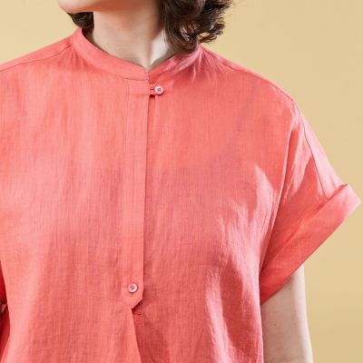 リネンラミーシルク　フレンチスリーブブラウス