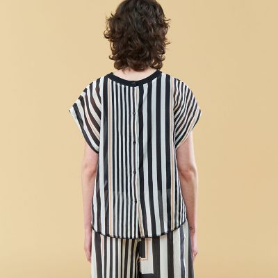 ストライププリント フレンチスリーブプルオーバー | maison 