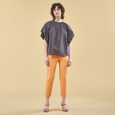 コットンシルクタイプライター ハーフスリーブブラウス | maison