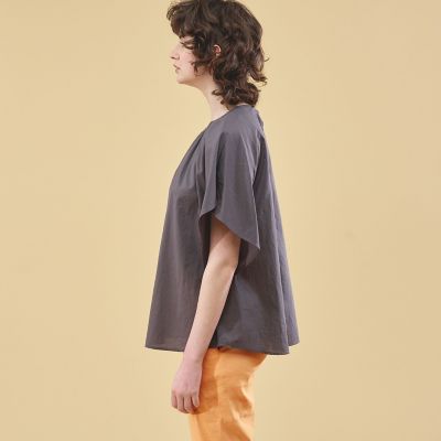 コットンシルクタイプライター ハーフスリーブブラウス | maison