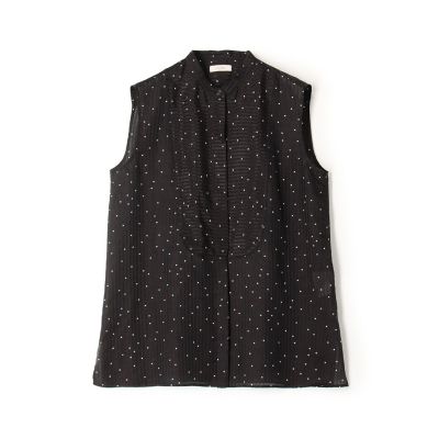 ＜maison TOMORROWLAND＞ドットプリント　ブザムノースリーブブラウス