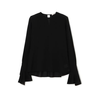 シルクシフォンストレッチ フレアカフスブラウス | maison