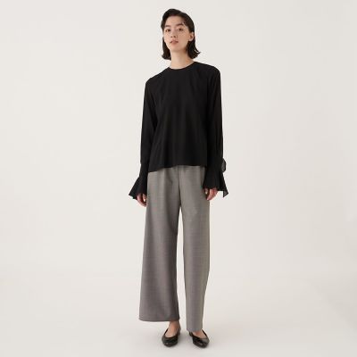 シルクシフォンストレッチ フレアカフスブラウス | maison