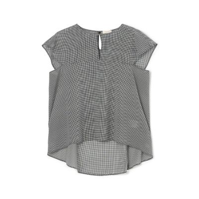 ＜maison TOMORROWLAND＞シルクストレッチシフォンチェック　フレンチスリーブブラウス