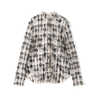 ＜maison TOMORROWLAND＞メテアストライプ　バンドカラーシャツ