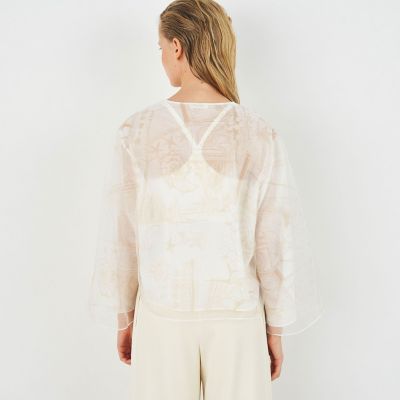 マリンプリント クルーネックカーディガン | maison TOMORROWLAND