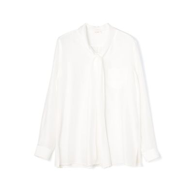 ＜maison TOMORROWLAND＞レーヨンシルクソフトサテニッシュ　ボウタイブラウス