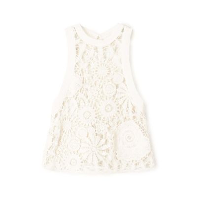 ＜maison TOMORROWLAND＞フローティングシェルエンブロイダリー　ニットコンビノースリーブプルオーバー