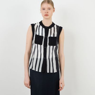 サークルストライププリント スリーブレスブラウス | maison  