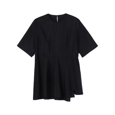 コットンシルクタイプライター　アシンメトリーペプラムブラウス