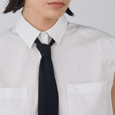 コットンタイプライター　タイ付きシャツ