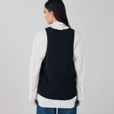 ドットジャカード　Ｕネックノースリーブブラウス