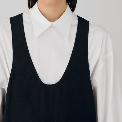 ドットジャカード　Ｕネックノースリーブブラウス