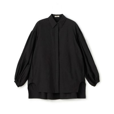 コットンシルクポプリン　タックチュニックシャツ