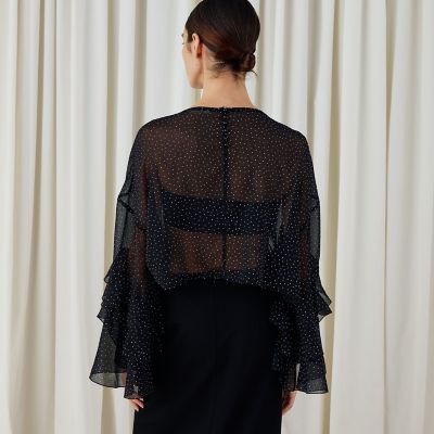 メタルドットプリント フリルスリーブブラウス | maison TOMORROWLAND