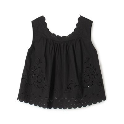 カットワークエンブロイダリー　スリーブレスブラウス