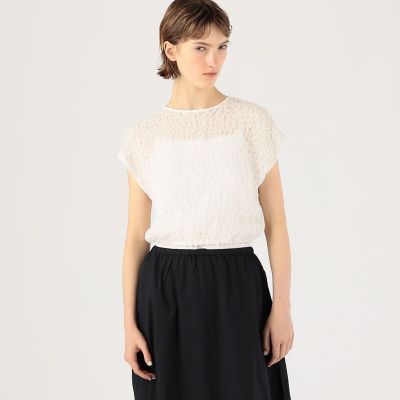 シャーリングシルク　ショートプルオーバー