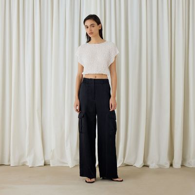 シャーリングシルク　ショートプルオーバー
