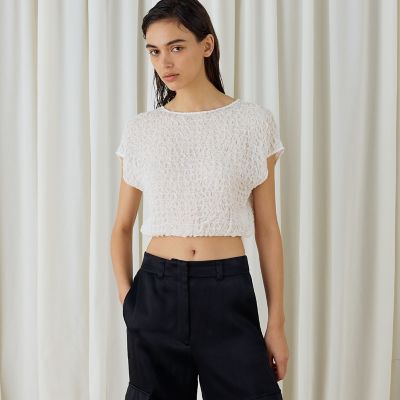 シャーリングシルク　ショートプルオーバー