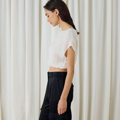 シャーリングシルク　ショートプルオーバー