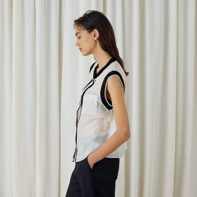 コットンシルクローン　スリーブレスブラウス